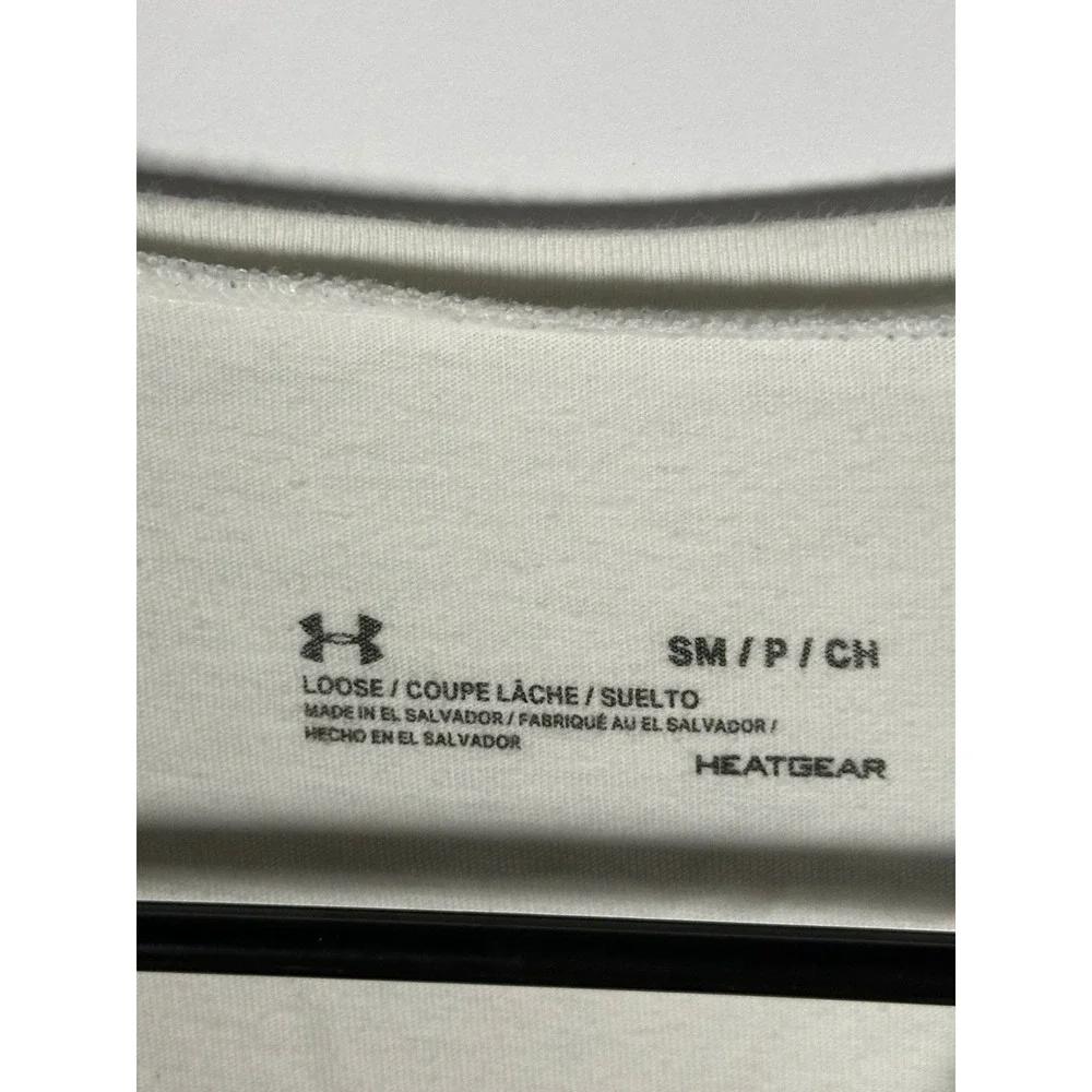 Under ArmourShirt Mens S HeatGear Hockey Pucks Graphic White Short Sleeve